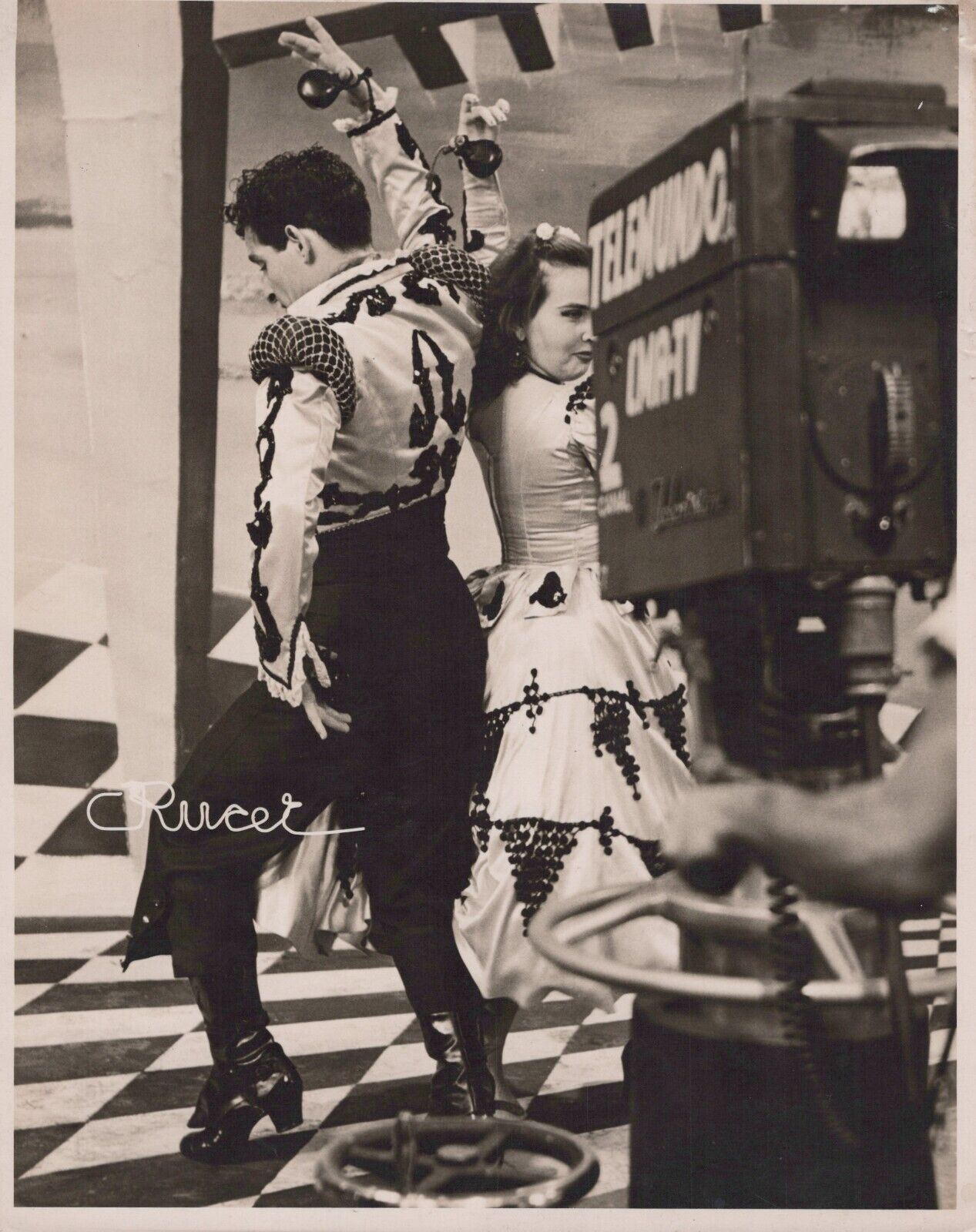 CUBA CUBAN TV SHOW COUPLE DANCERS CMQ STUDIO PORTRAIT 1954 ORIG PHOTO 759