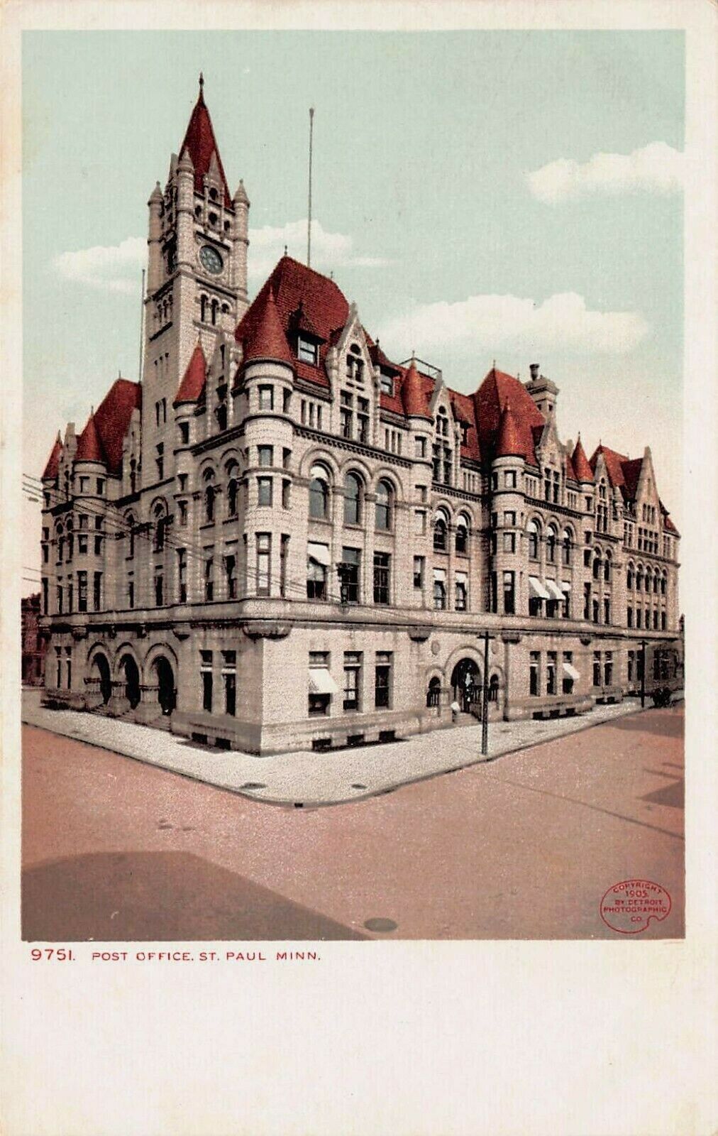 U.S. Post Office, St. Paul, Minnesota, 1905 Postcard, Detroit Photographic Co.