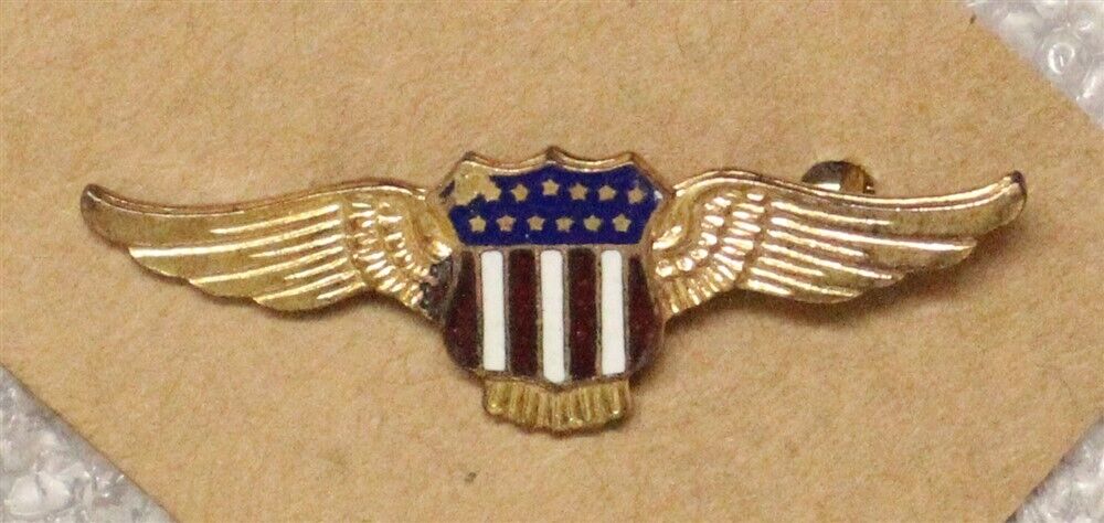 Aviator Wings Sweetheart pin, enameled shield (3138)