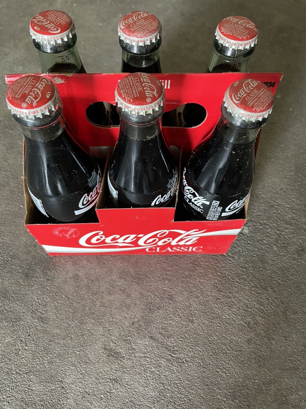 Rare Vintage 1986 Coca Cola Bottles Unopened In Carrier 6 Pack Coke Classic