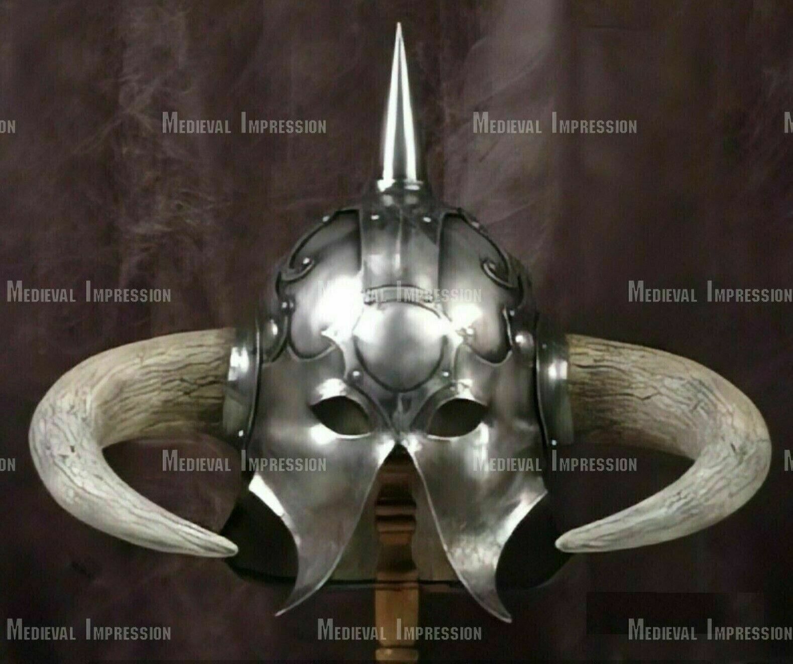 Medieval Death Dealer Helmet Metal Steel With Liner and Chin Strap LARP/Costumes