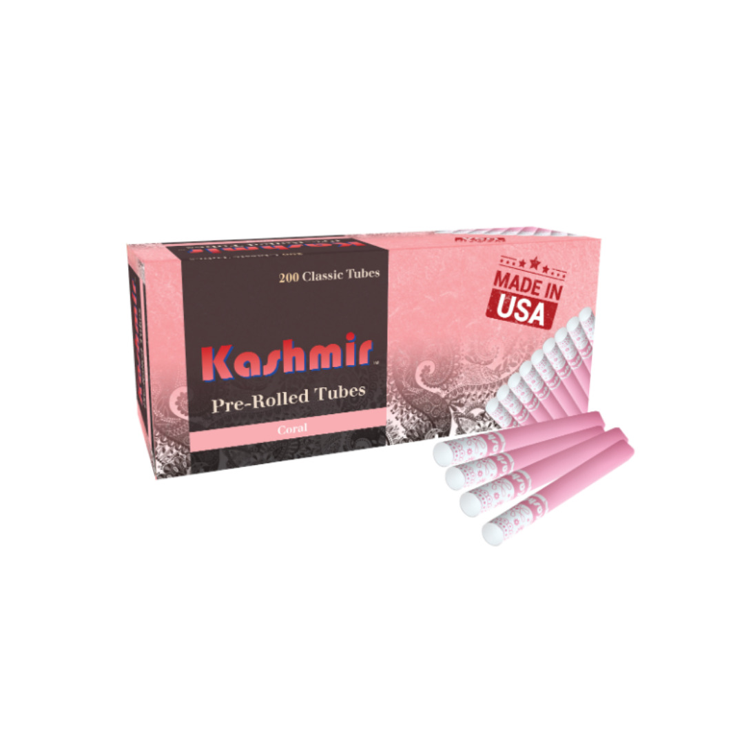 Kashmir Pre-Rolled Classic Tubes Clean and Smooth Taste Coral Pack of 200