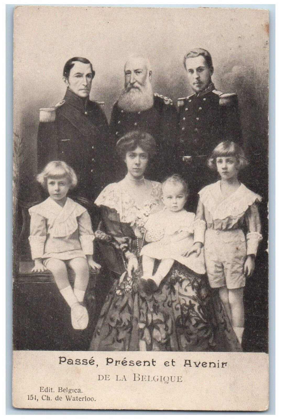 Belgium Postcard Three Kings Queen and Kid Royalty Past Present and Future 1910