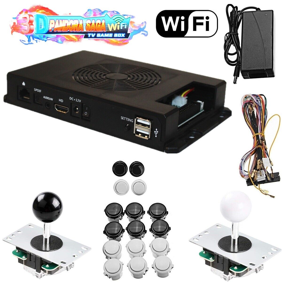 DC 12V Pandora SAGA Wifi TV Game Box 2-Players Retro Arcade Full Download Games