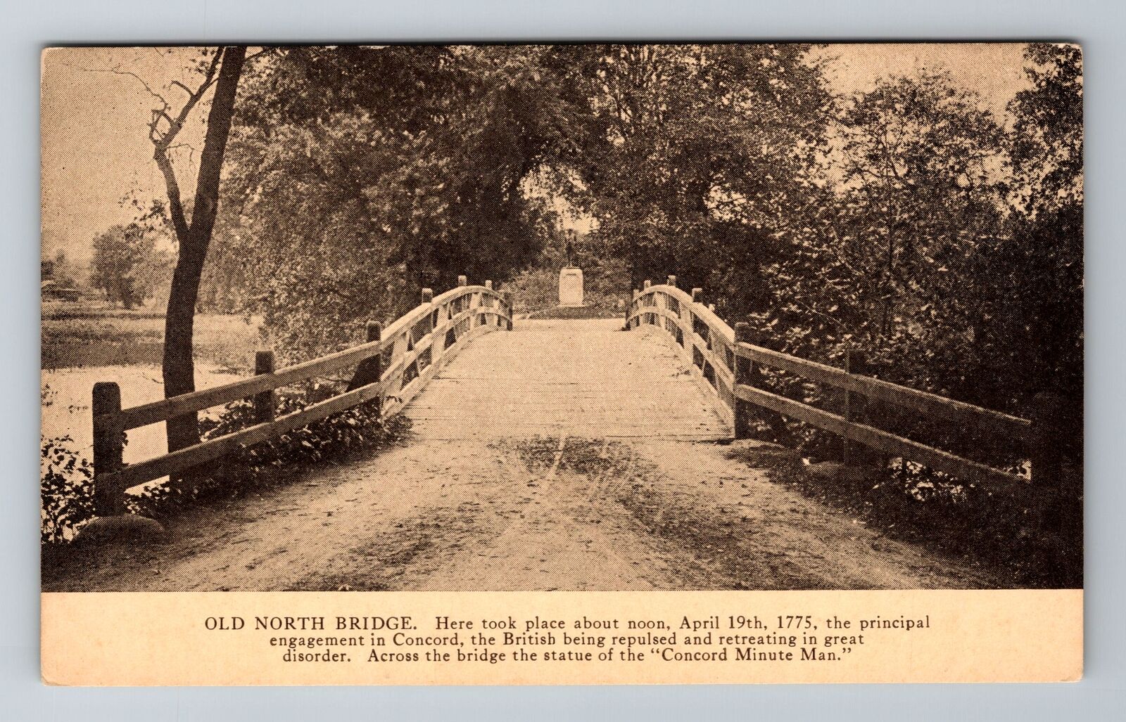 Concord, MA-Massachusetts, Old North Bridge Monument Antique, Vintage Postcard