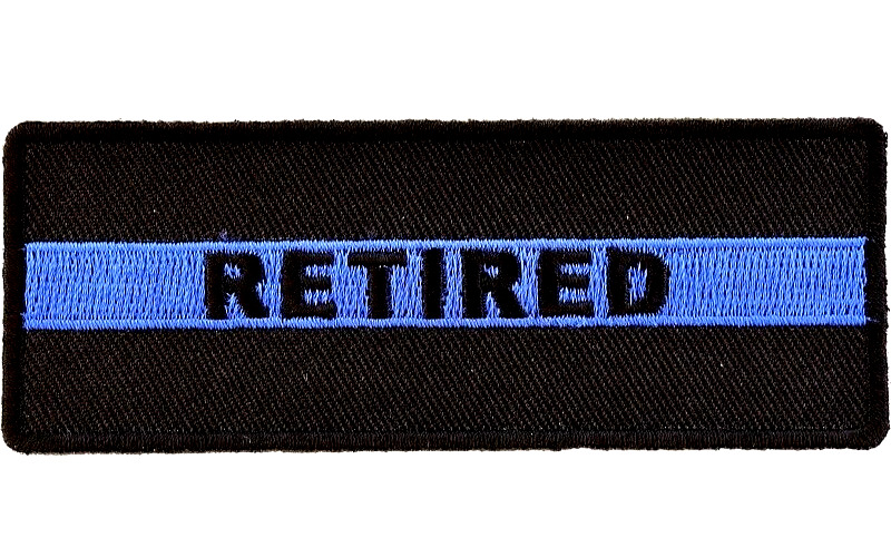 Retired Police Officer Blue Line Sew on Iron on Embroidered Patch