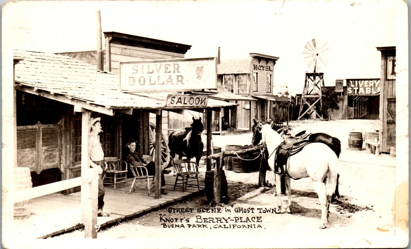 Knott\'s Berry Farm, Ghost Town Street Scene 1960s era RPPC Vintage Postcard RP1