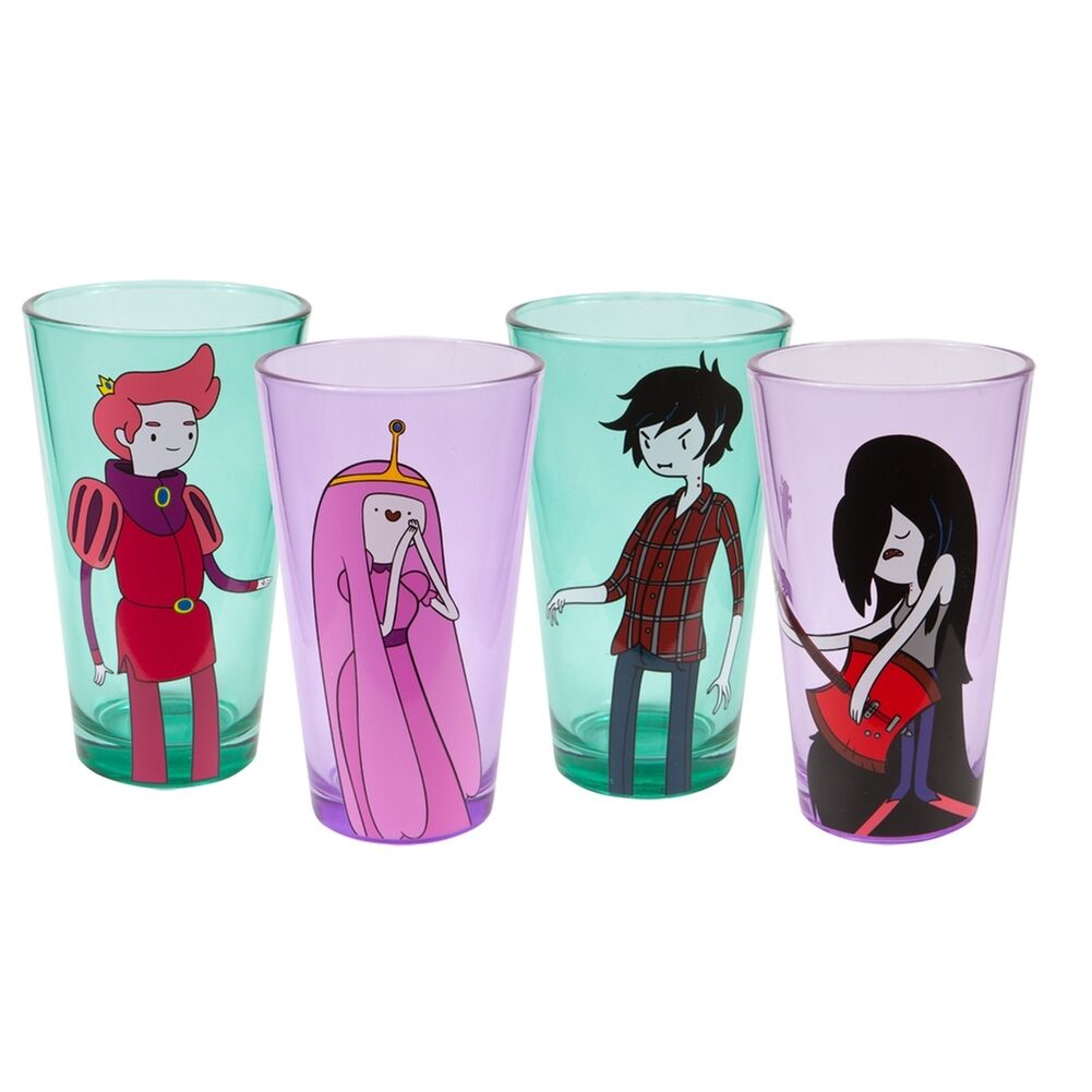 New Official Adventure Time - Gender Swap Characters Pint Glasses 4 Pack Set