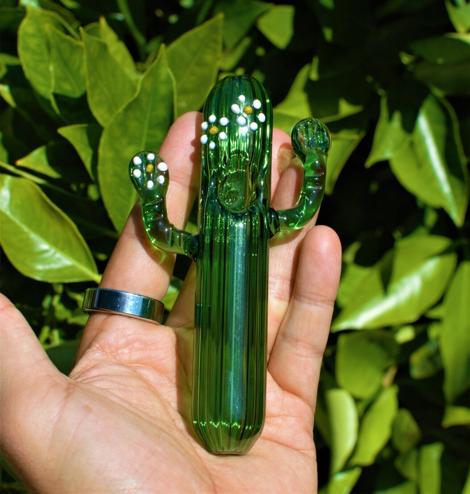 Cactus Pipe, Spiny Plants Hand Glass Bowl Pipe, Unique Custom, Smoking Hookah