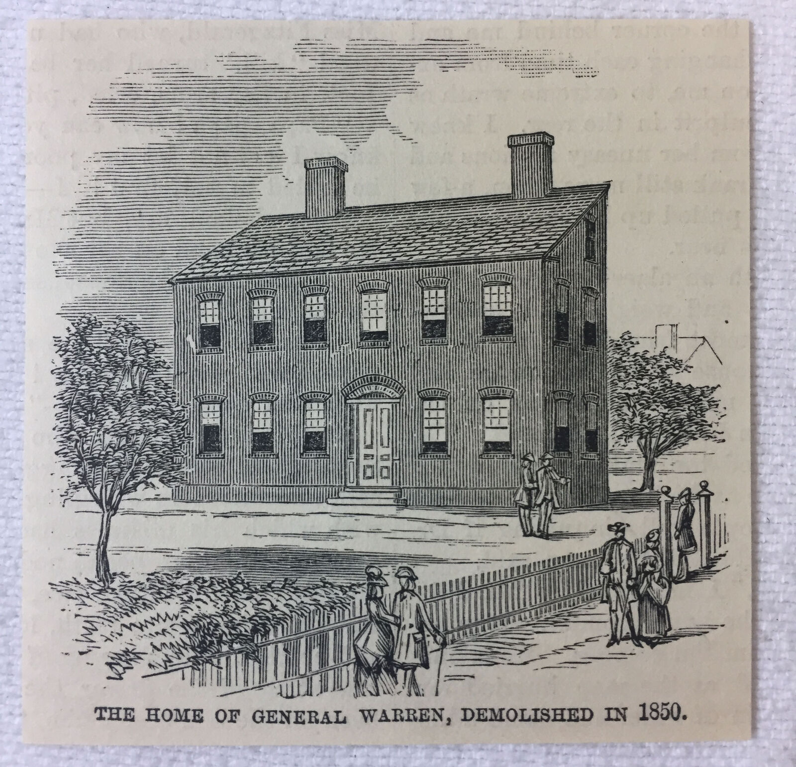 small 1886 magazine engraving ~ HOME OF GENERAL JOSEPH WARREN Boston