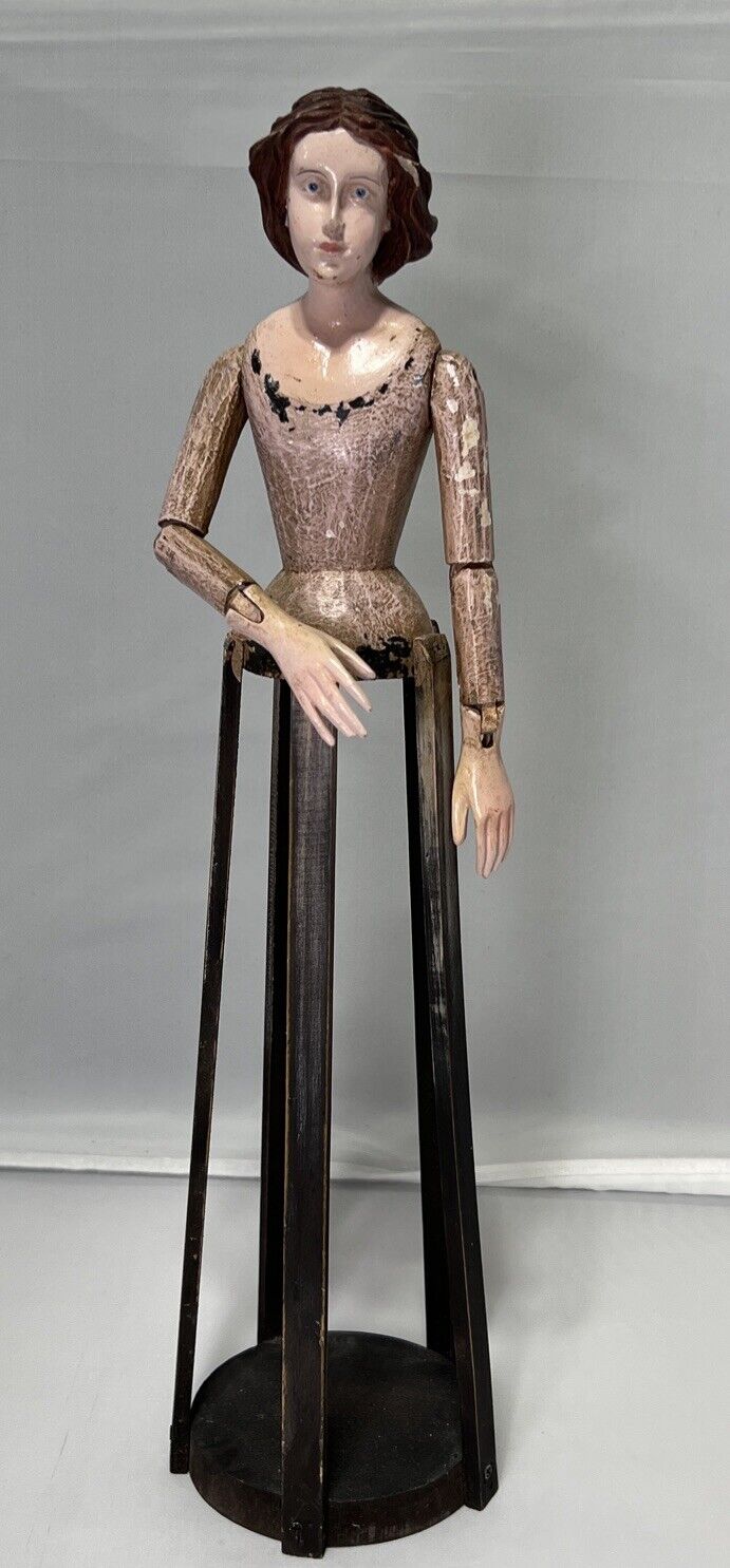 Vintage Wooden Santos Cage Doll Articulated Mannequin Figure 20.5 In