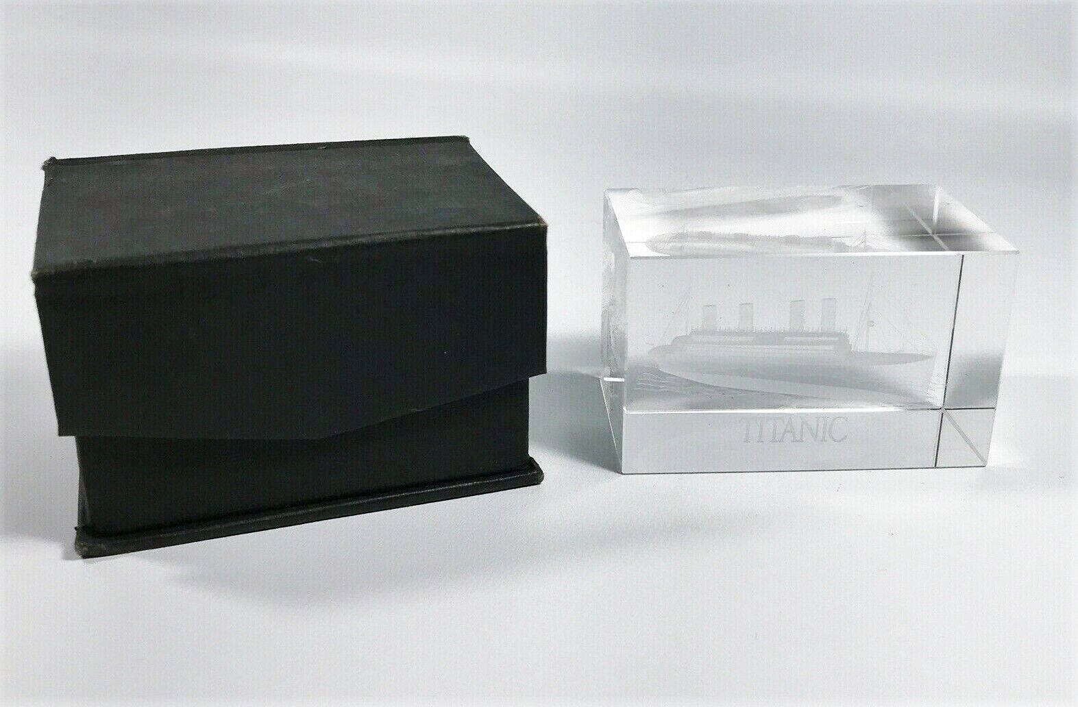New Titanic Museum History Laser Etched Glass Art Clear Crystal Paper Weight 3\