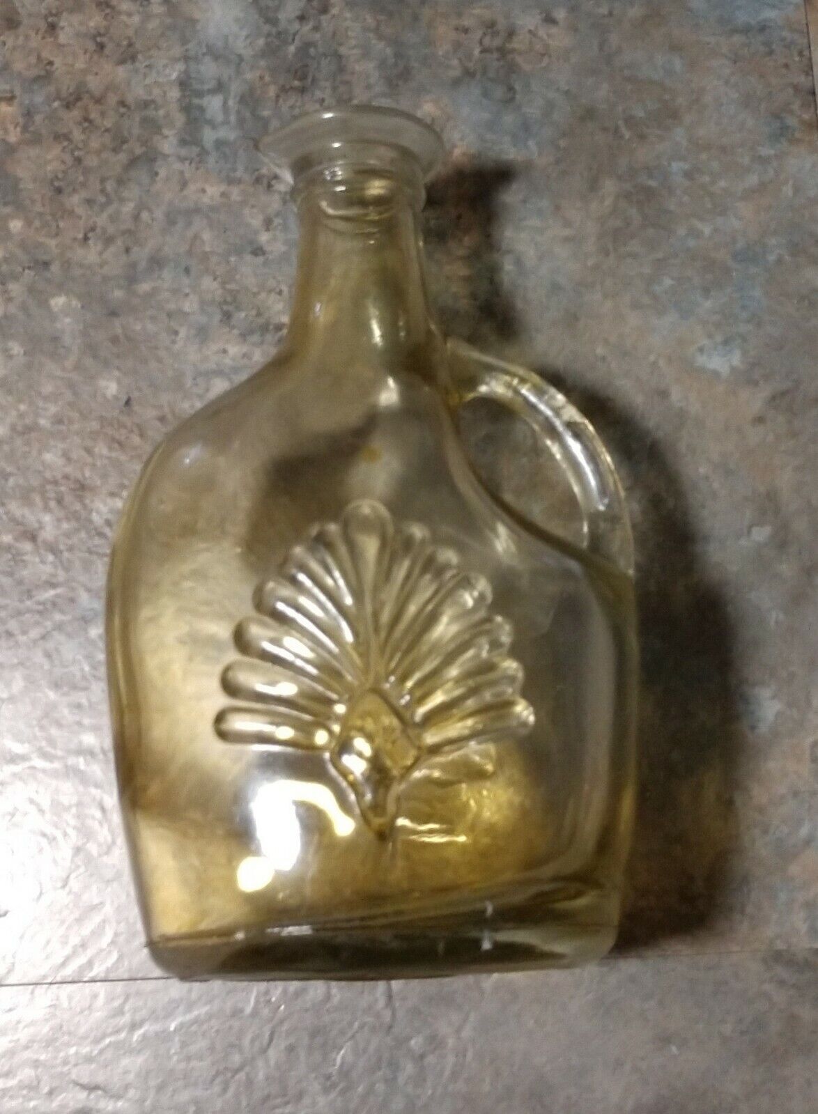 Vintage Canadian Amber Glass Maple Syrup Jug Cruet Canada 6 1/2\
