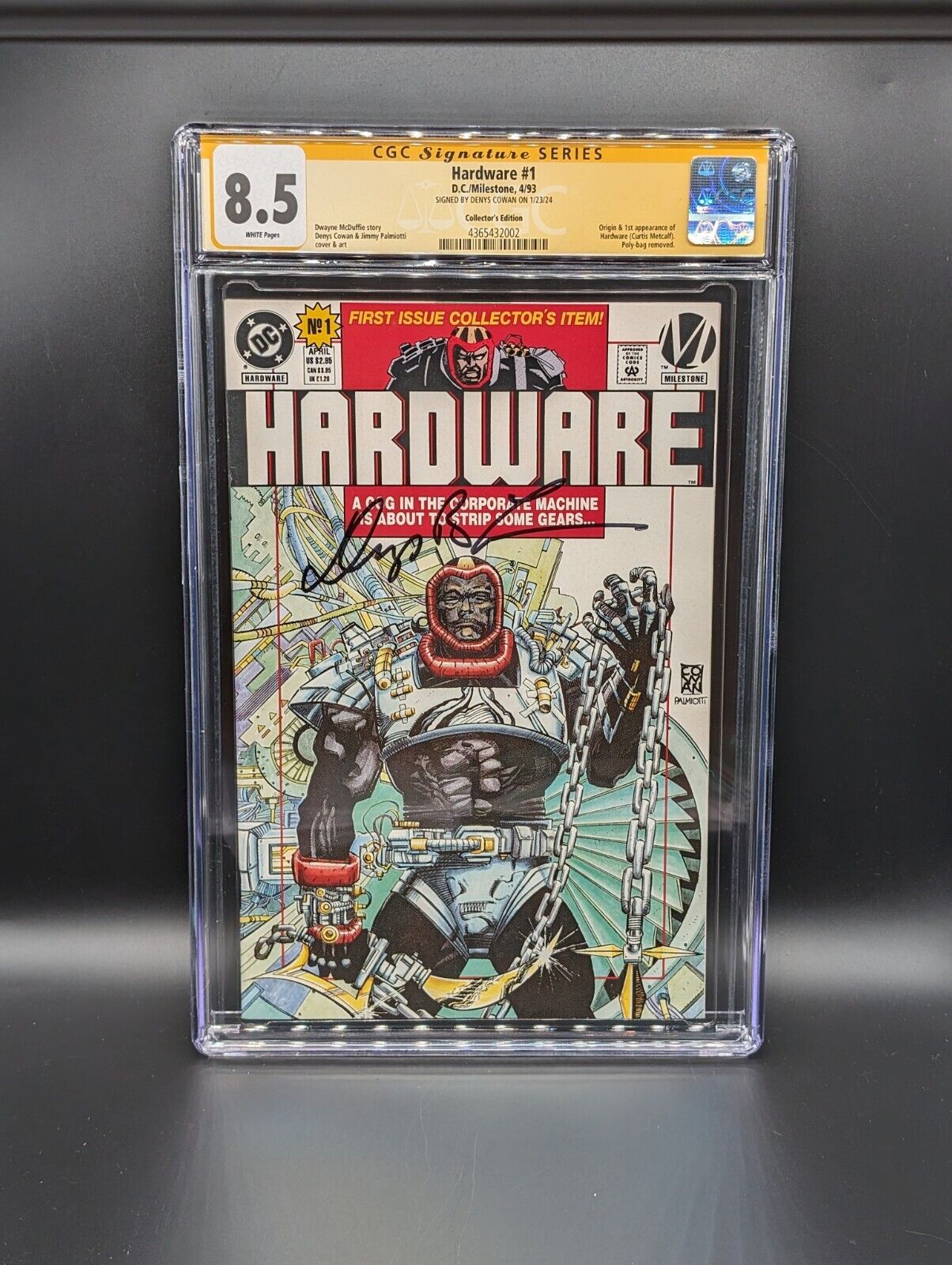 CGC 8.5 Sign Series Hardware #1 Collector Edition Variant Signed by Denys Cowan