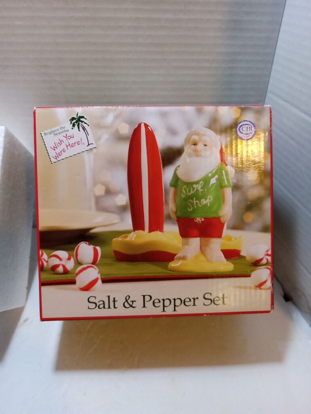 Brighten the season 3-Pc salt-pepper shakers-stand 2009 Bdsrco Inc. Brand new