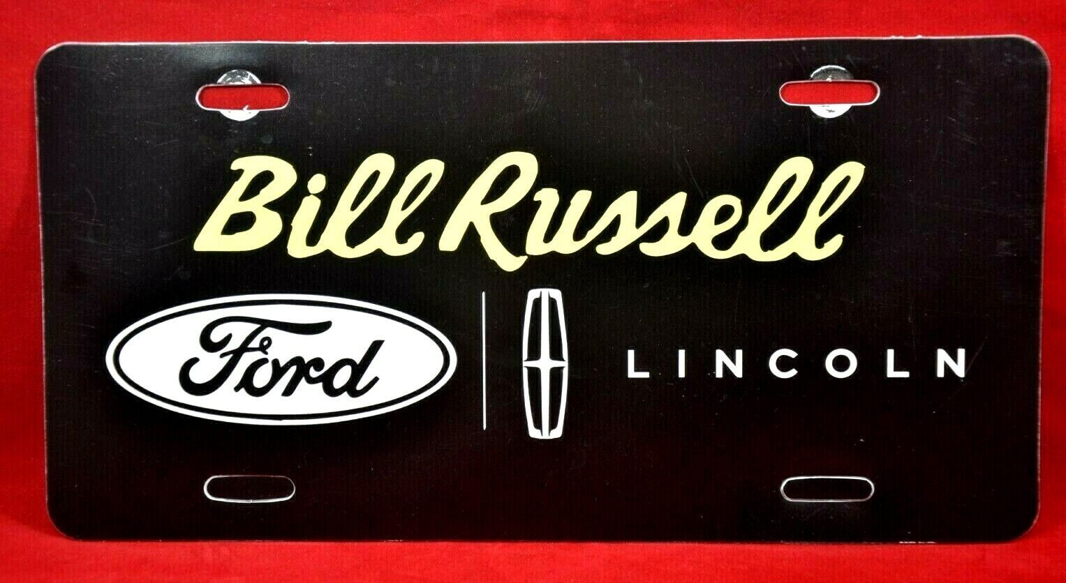 Bill Russell Ford  Lincoln Booster License Plate Very Good  Condition