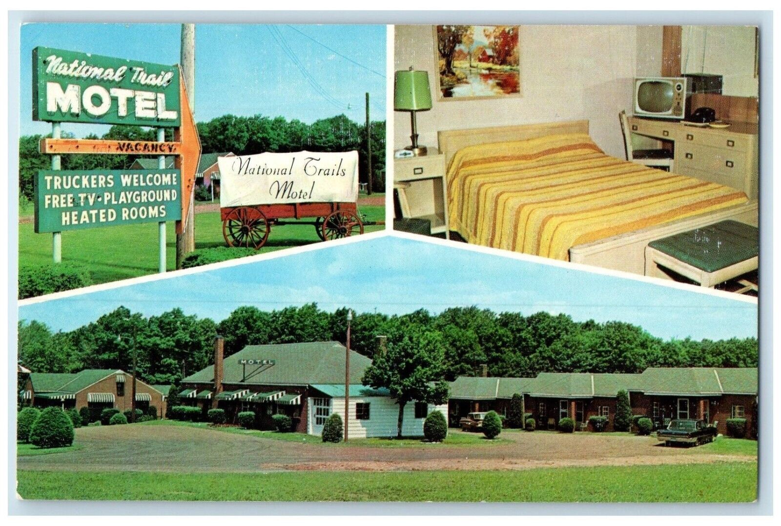 c1950's National Trails Motel Uniontown Pennsylvania PA Multiview Postcard
