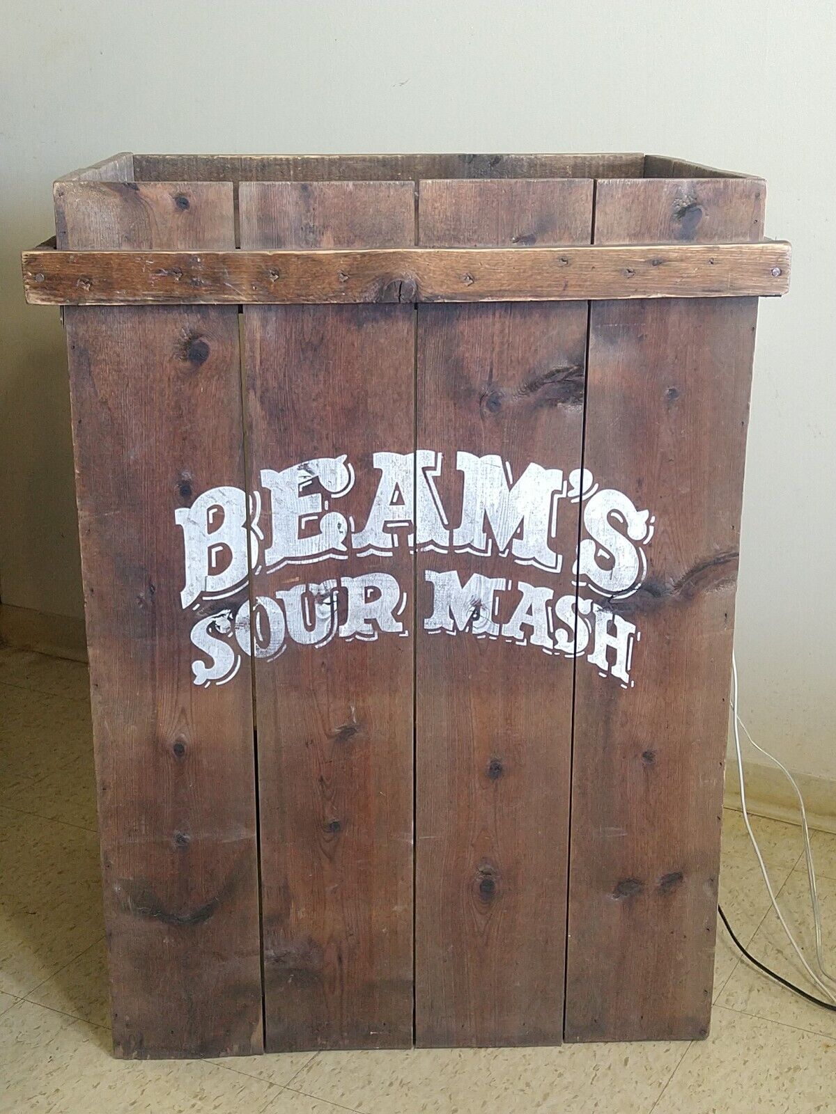 Antique Beam\'s Sour Mash Display Wooden Cabinet.