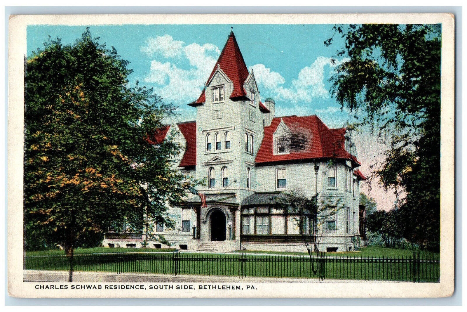 Charles Schwab Residence South Side Bethlehem Pennsylvania PA Vintage Postcard