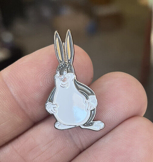 Big Chungus enamel pin funny retro fat Bugs Bunny meme internet hat lapel bag 