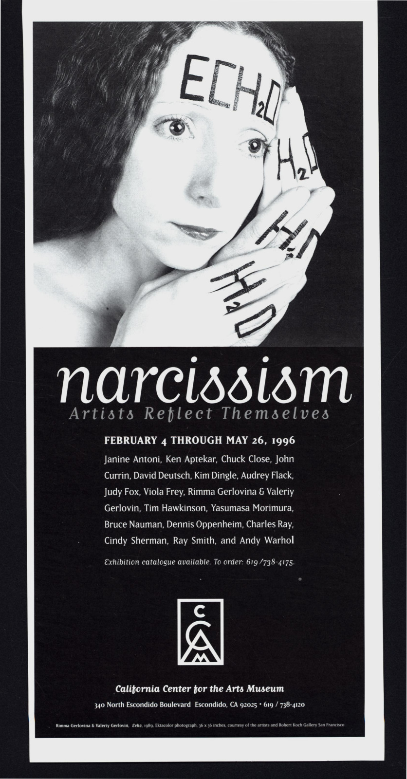 1996 NARCISSISM CHUCK CLOSE ANDY WARHOL BRUCE NAUMAN CINDY SHERMAN PRINT AD