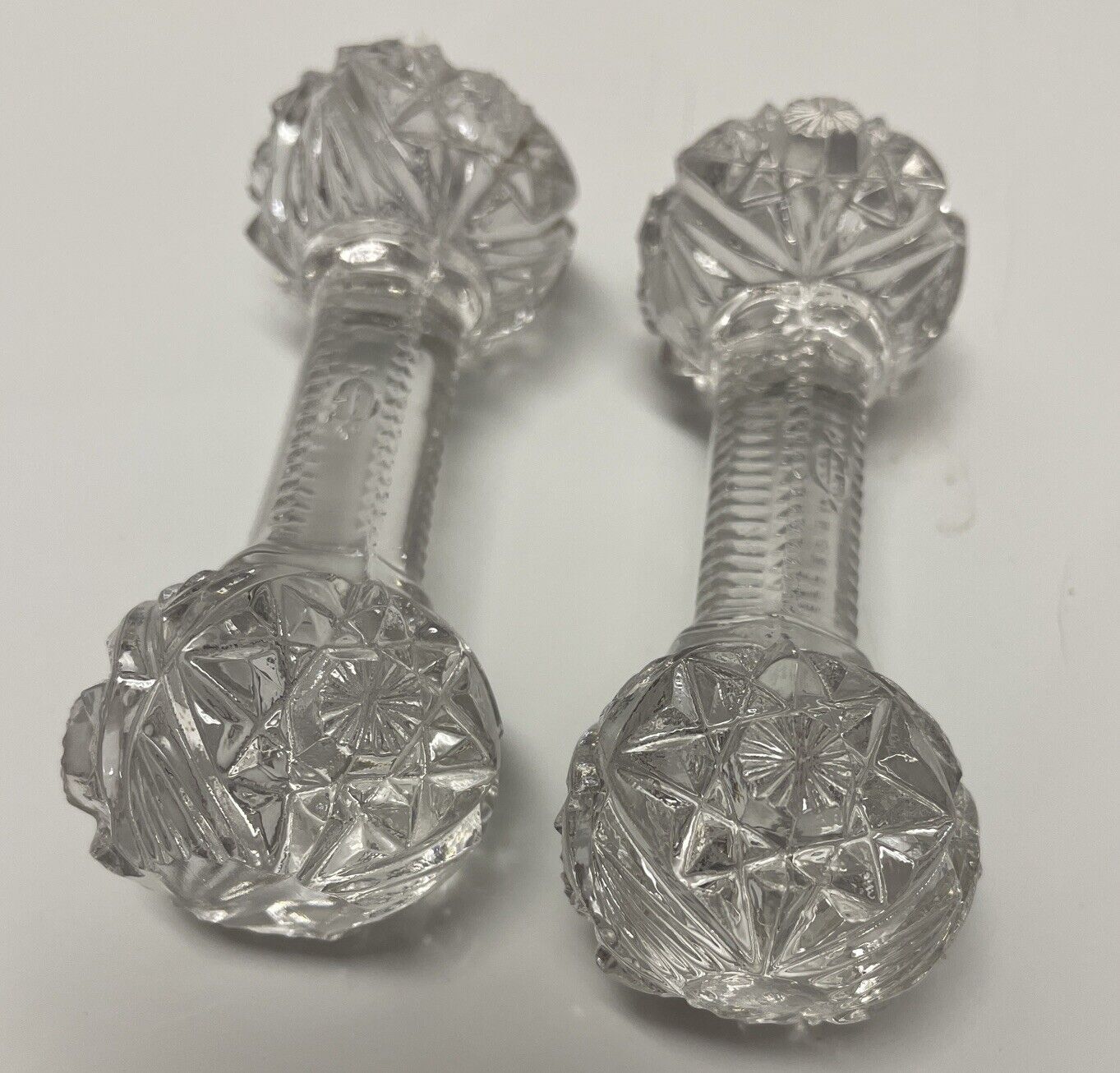 Vintage Pair Of Imperial Glass Crystal Knife Rests, 4” Mint