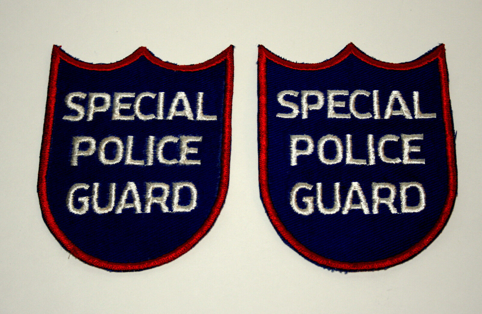Rare set of 2 Special Police Guard Uniform arm Patch Aux ? 1950s NOS New