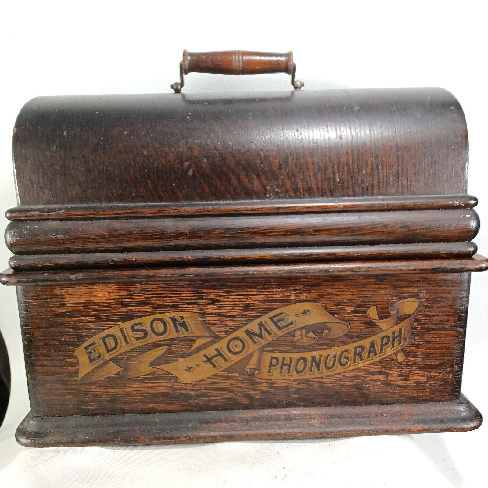 Antique Edison Cylinder Home Phonograph with Wood Case