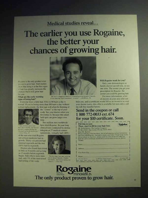1991 Rogaine Hair Loss Treatment Ad - Better Chances