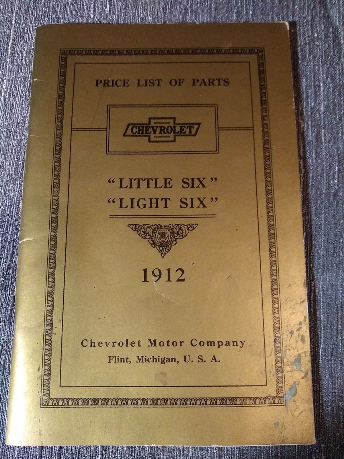Chevrolet 1912 Little Six Light Six Price List of Parts Vintage