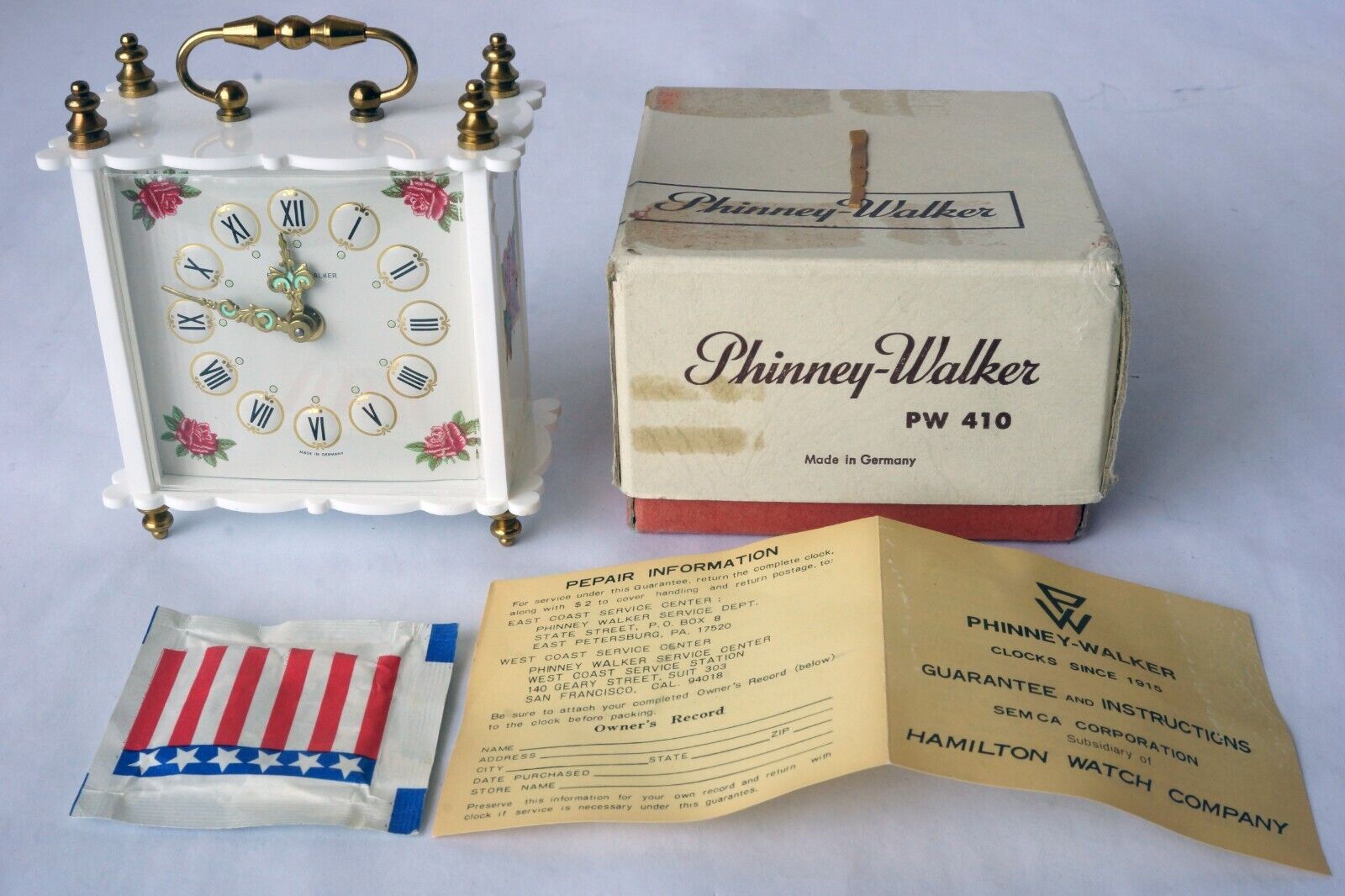 Vintage Phinney-Walker Germany Windup Alarm Clock PW 410 w/ Box Unused Work Well