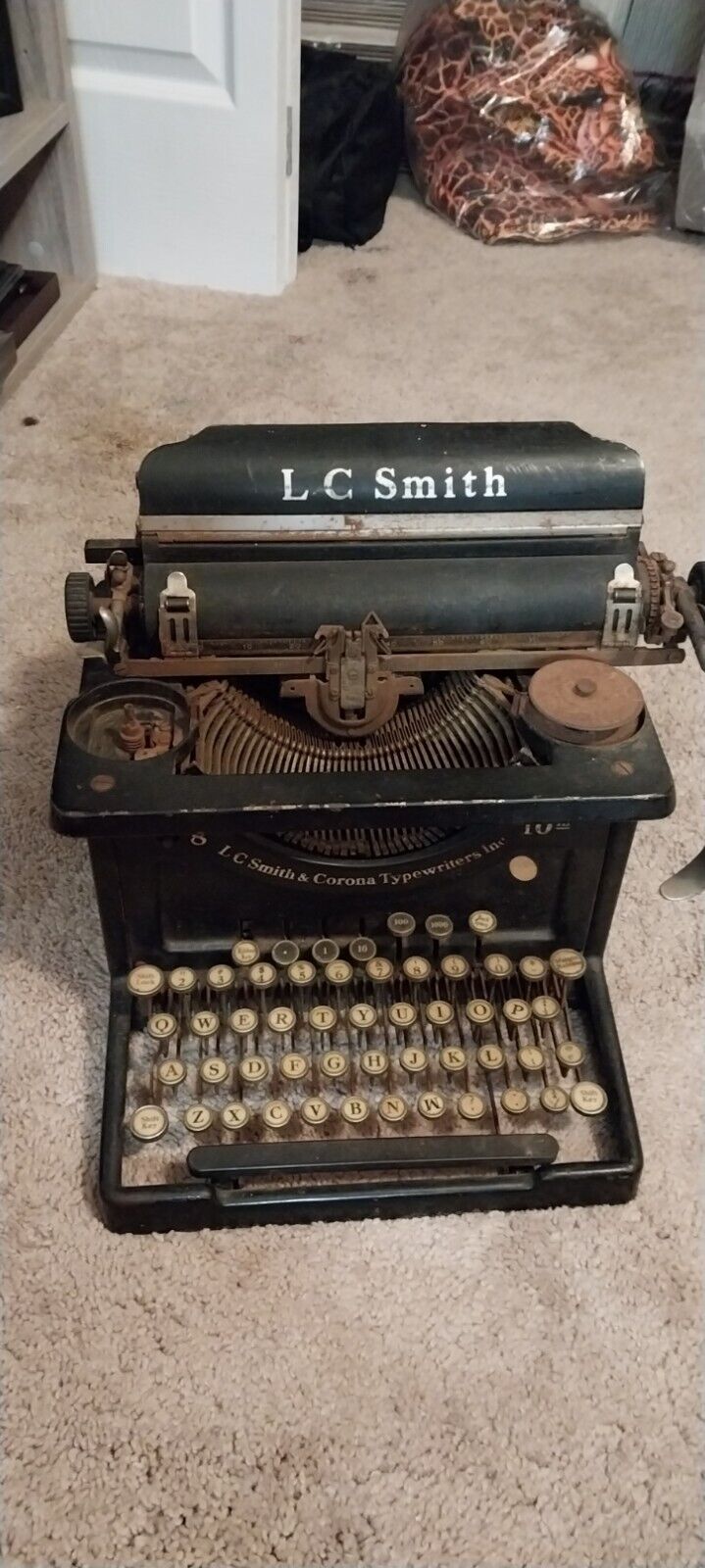 Vintage 1920s LC Smith Corona Black Typewriter LLC 8 10 From Ga, Gov Mansion 