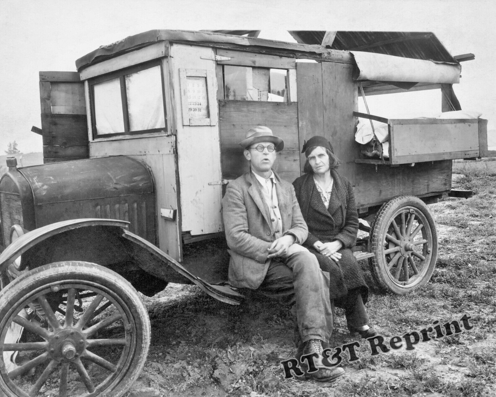 1936 Migrant Pea Pickers Camper Nipomo California  8x10 Photo