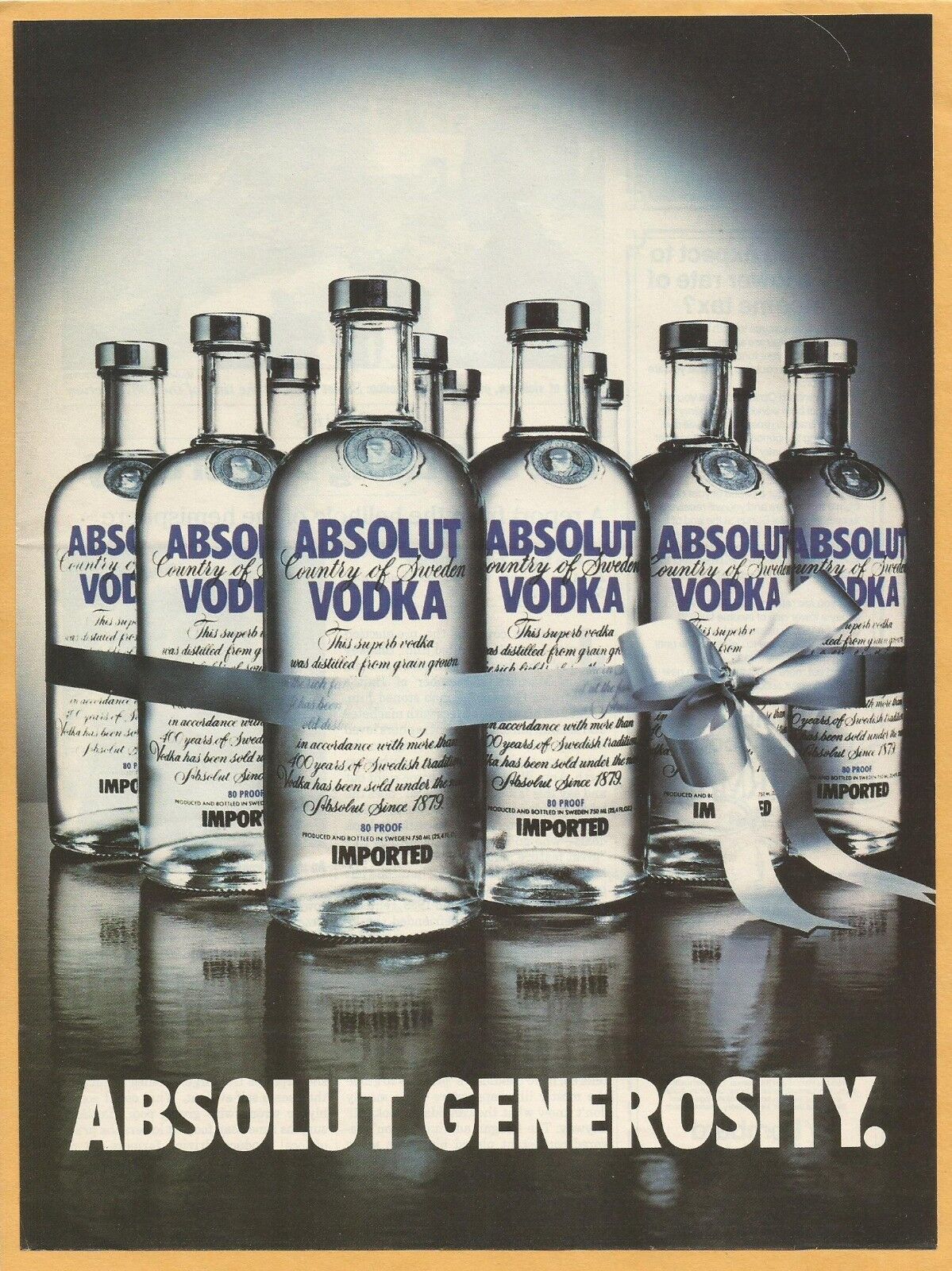 ABSOLUT VODKA - Absolut Generosity - 1989 Vintage Print Ad