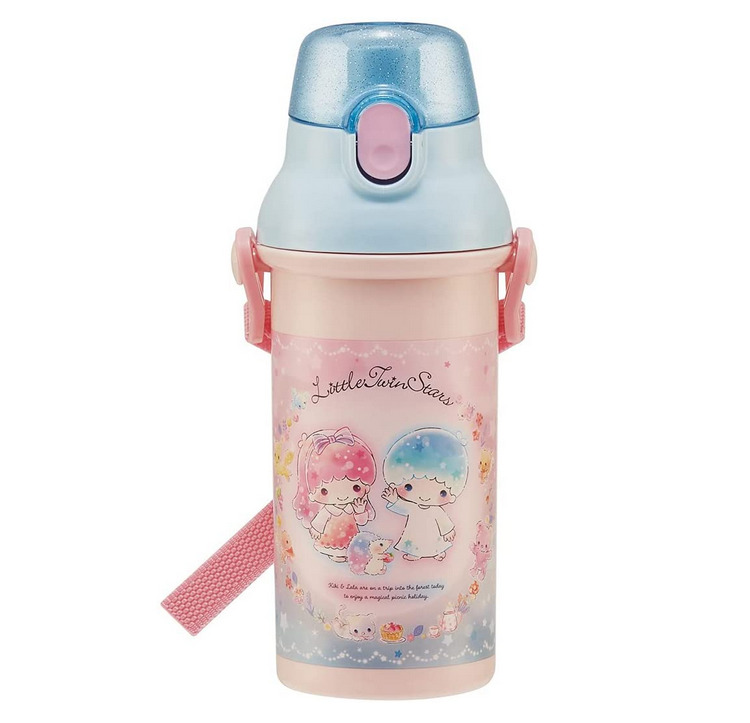 Sanrio Little Twin Stars Japan Sweet PINK Friends Water Bottle 480mL One Touch