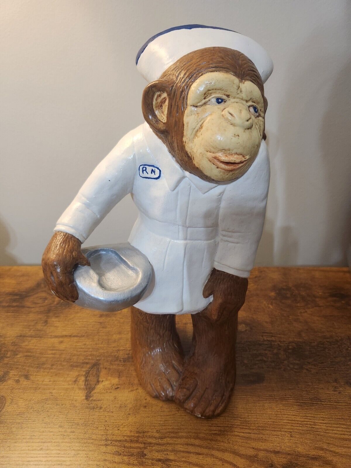 Vintage Nurse Monkey Chimpanzee Chalkware 1979 12