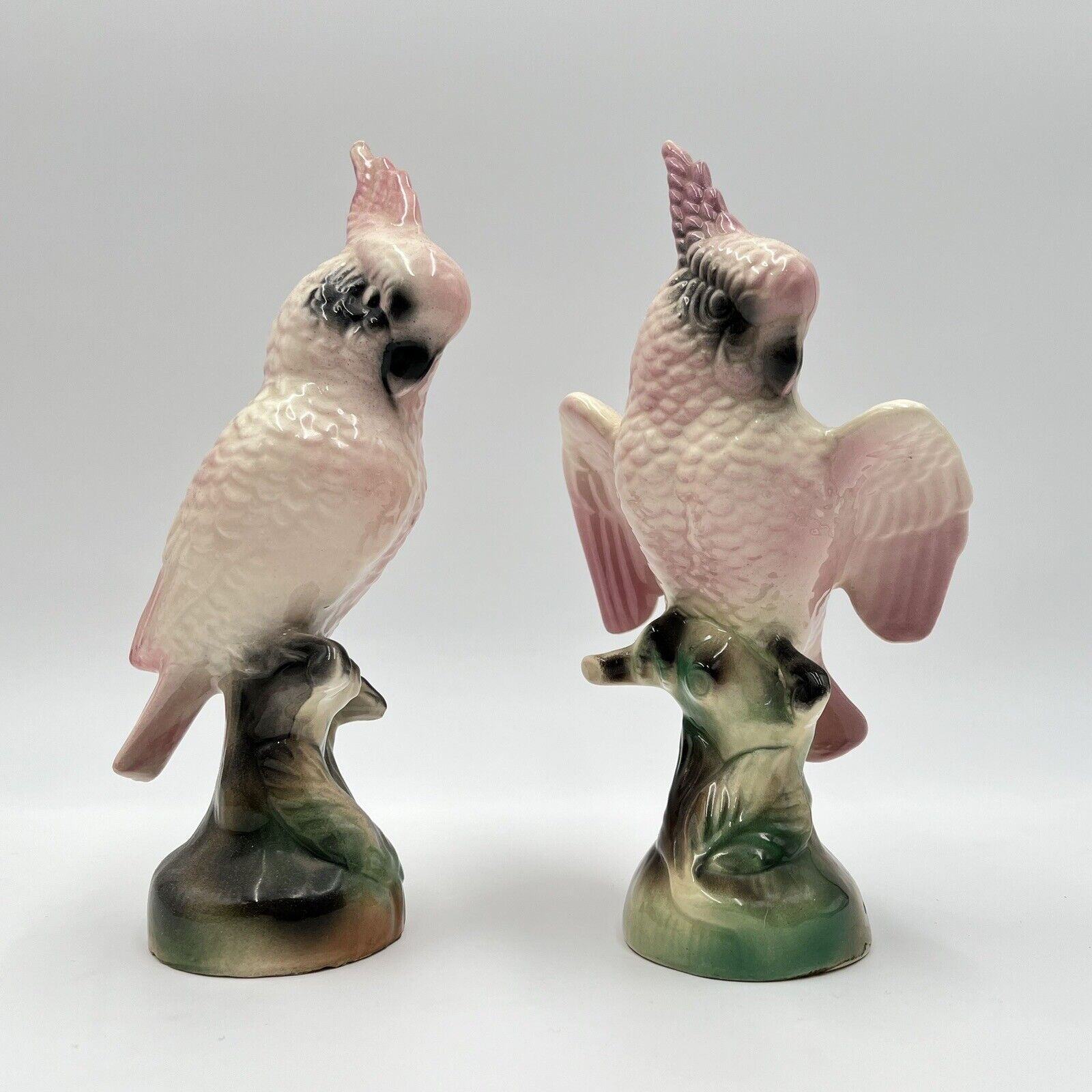 Pair of Vintage 1940 Porcelain Cockatoo Bird Figurines