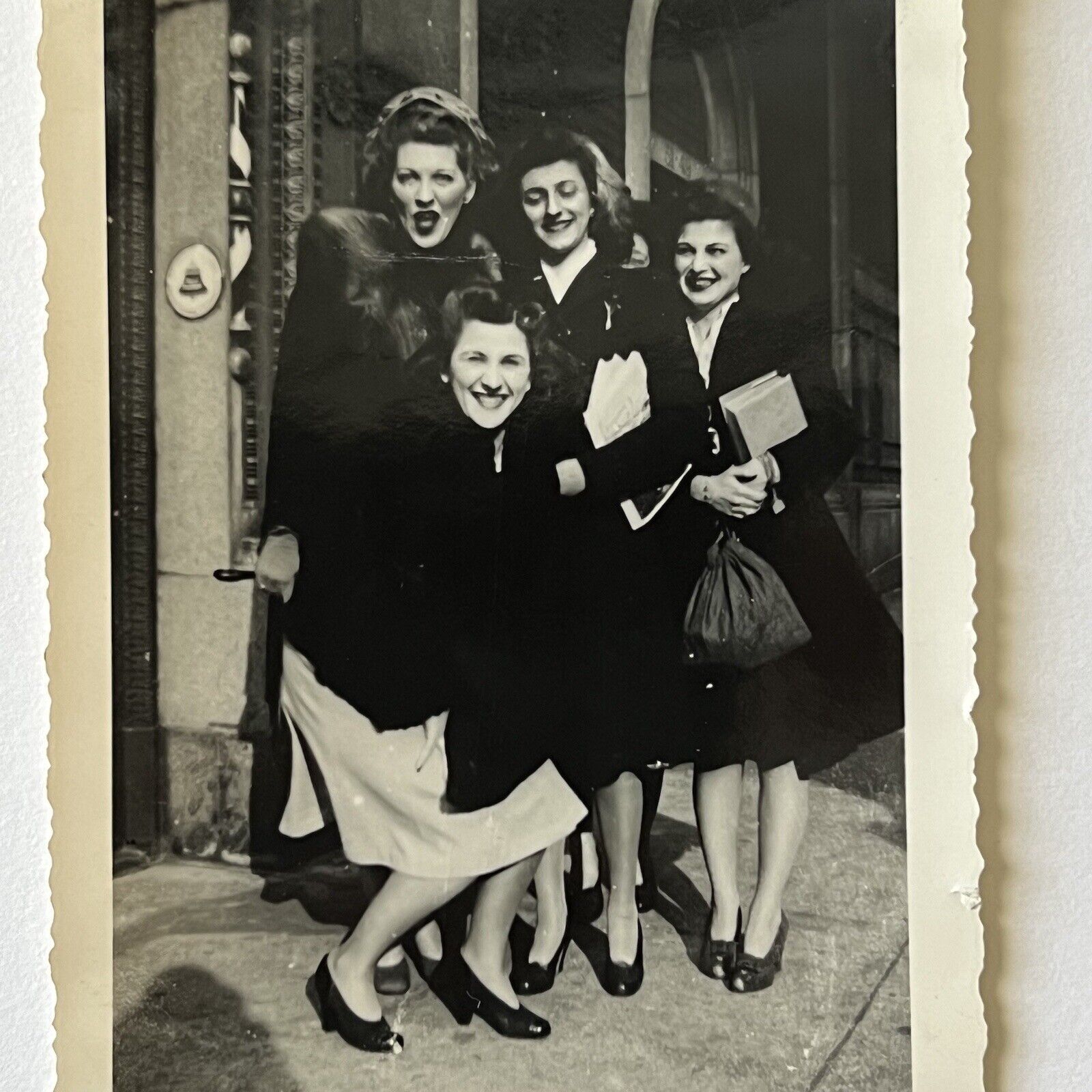 Vintage Snapshot Photograph Very Beautiful Happy Young Women