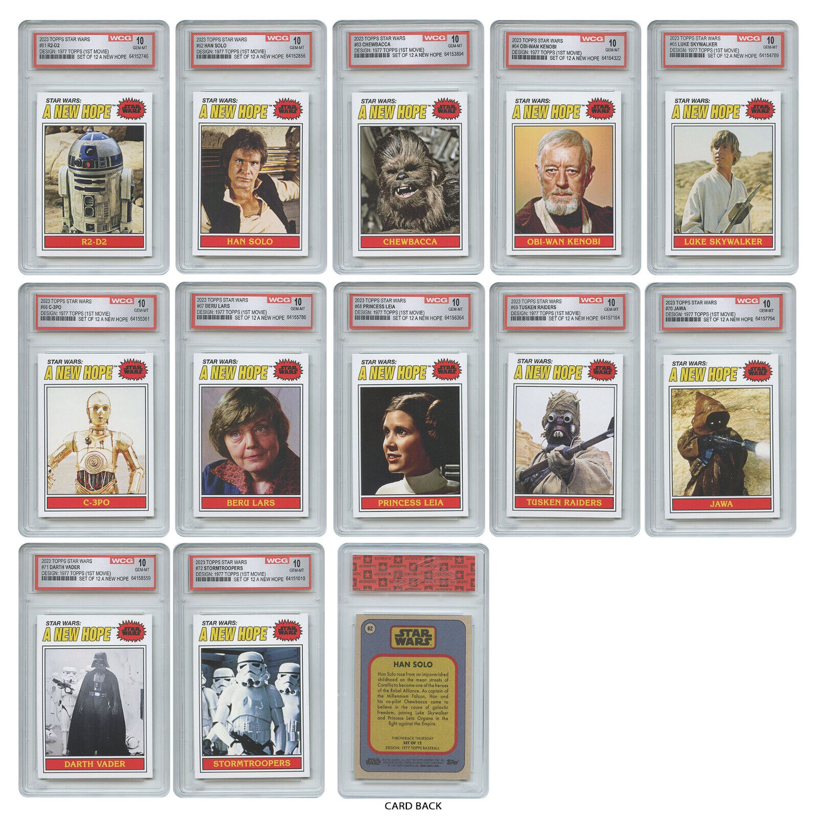 1977 STAR WARS TOPPS Rare Card Designs '23 Set - Gem Mint 10 * Set of All 12 *