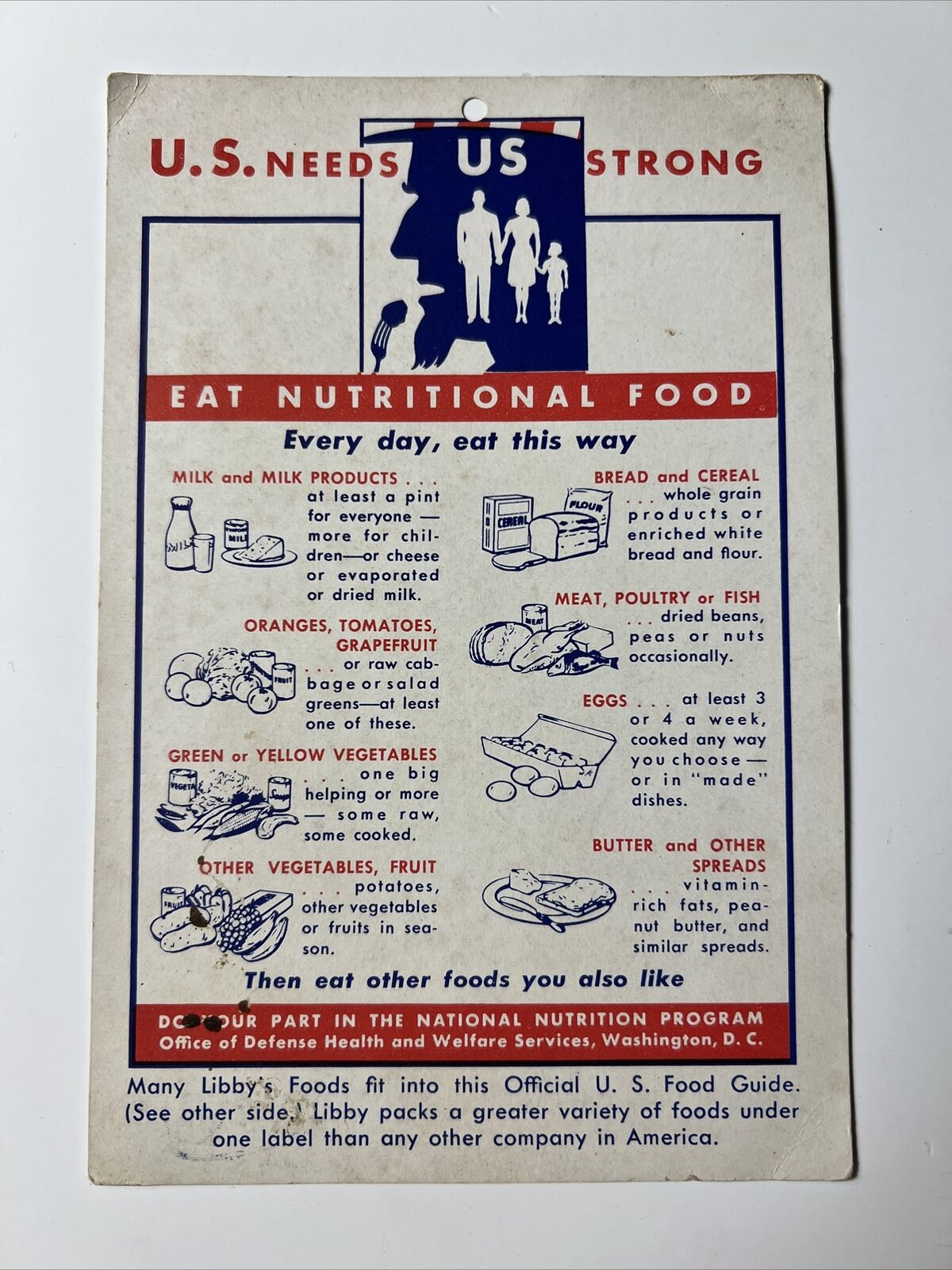 VINTAGE 1940s U.S. Strong Libbys Foods TAG nutritional guide Advertising