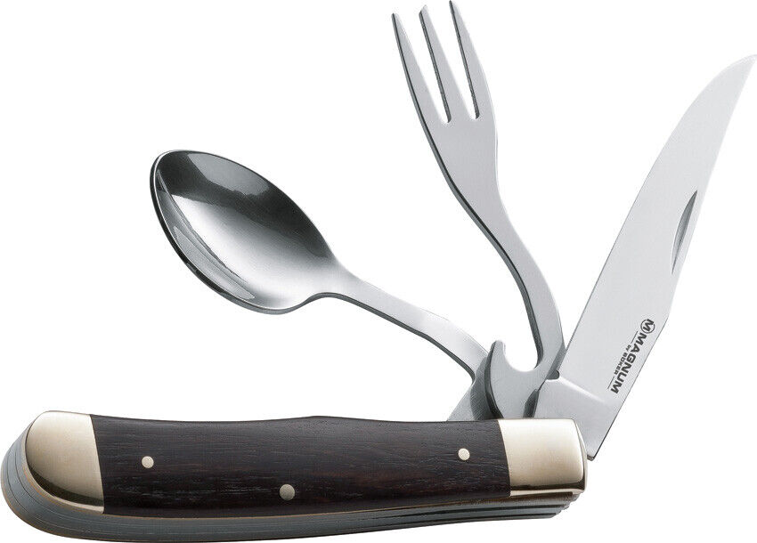 Boker Magnum Bon Appetite Fork Spoon Blade Black Folding Pocket Knife M01LL209
