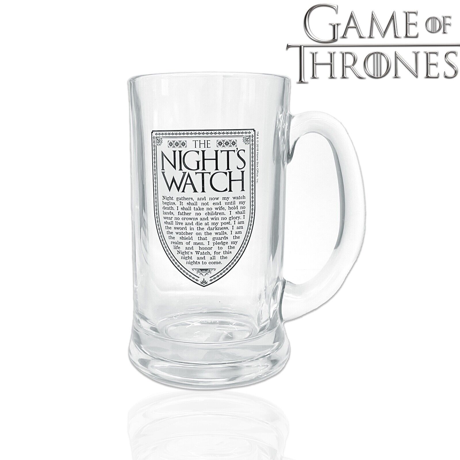 Official Game Of Thrones The Night's Watch Oath Stein Cup Glass Beer Mug GoT