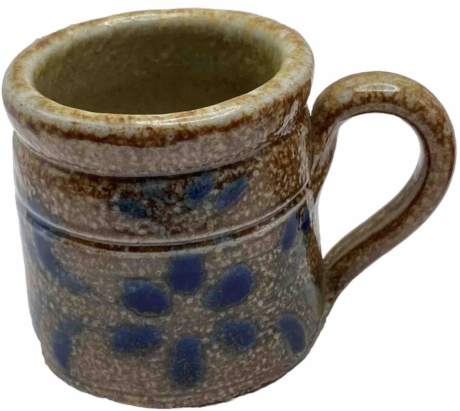 Antique Stoneware Mugs Handcrafted Glazed Pottery Mugs Lot Of 2 19th Century