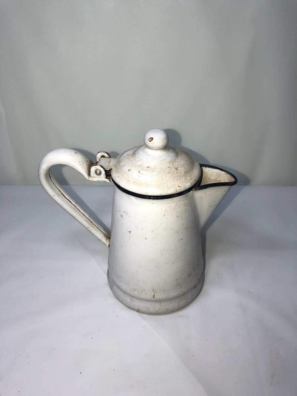 Vintage White Porcelain Enamel Graniteware Coffee Pot
