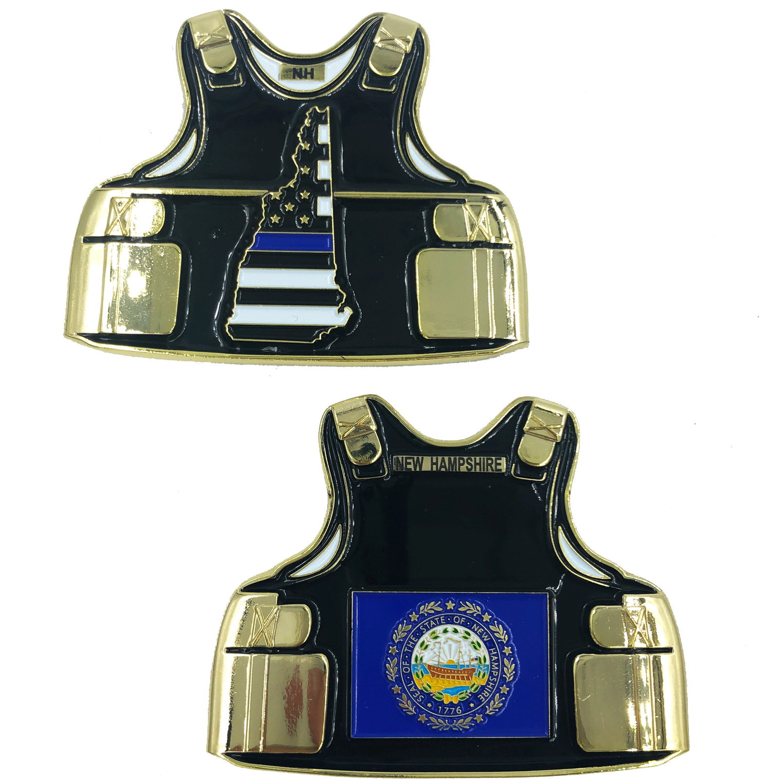 D-020 New Hampshire LEO Thin Blue Line Police Body Armor State Flag Challenge Co