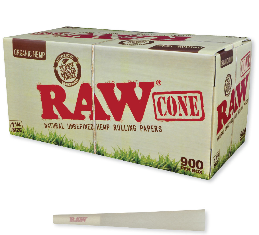 RAW Cones  Organic 1 1/4 900 Count Box - Bulk Box