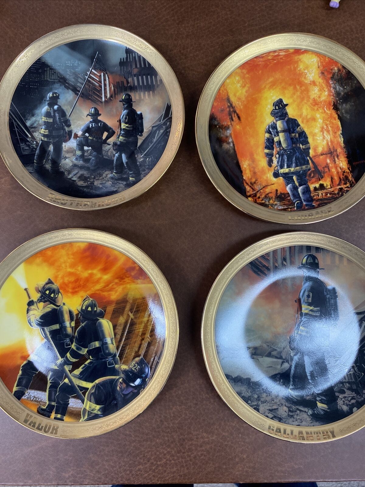 Lot of 6 Branford Exchange visions of valor mark Manwaring Fire Rescue plates
