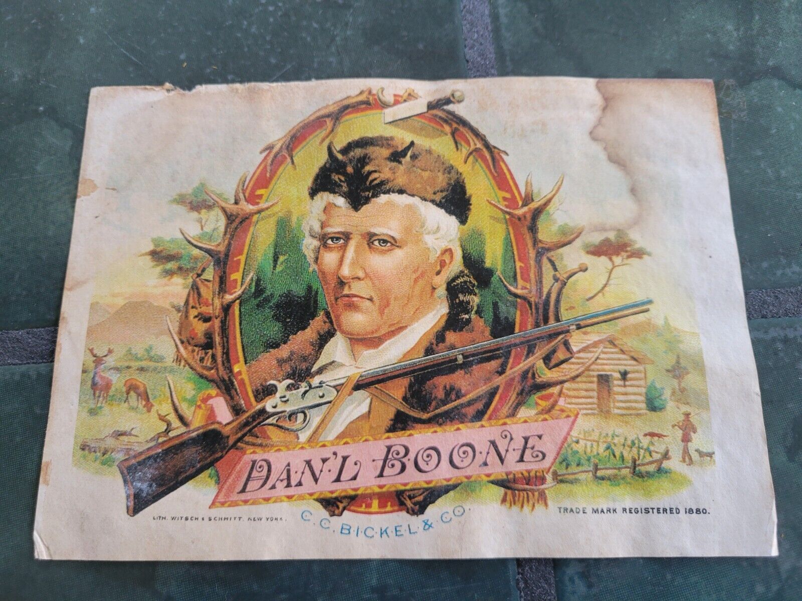 Vintage Daniel BOONE TOBACCO poster print sign art