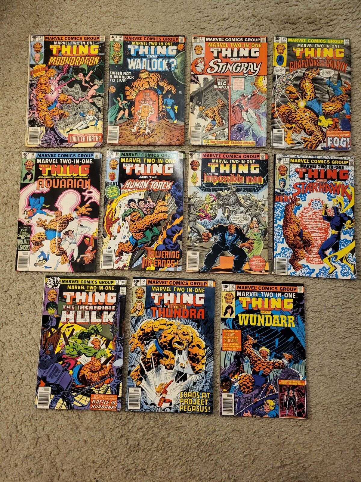 11 lot Marvel Two-In-One Thing 46,56,57,58,59,60,61,62,63,64,69 Marvel 1978-1980