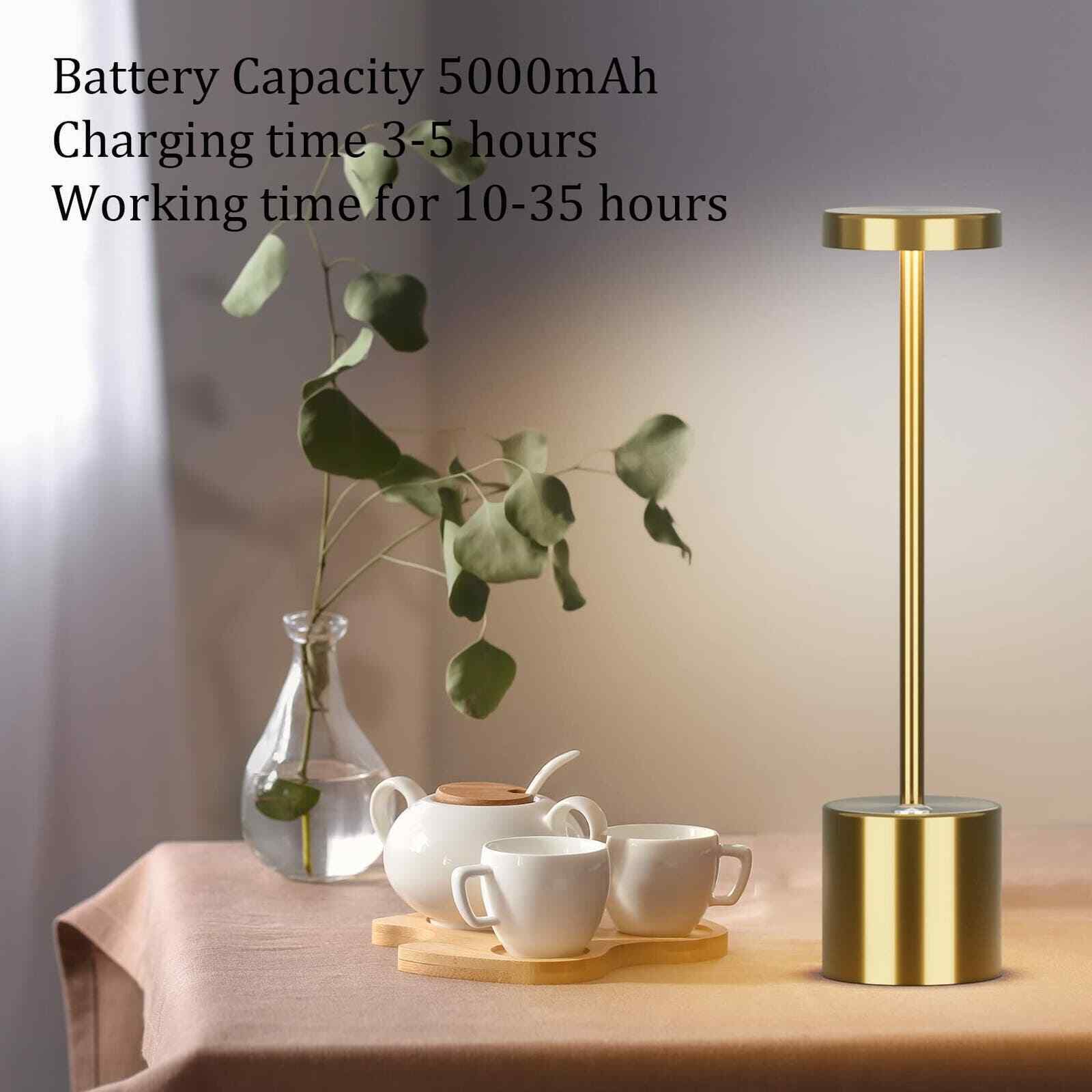 Ralbay 2 Pack 5000mAh Gold Battery Operated Portable Table Lamp, Gold 